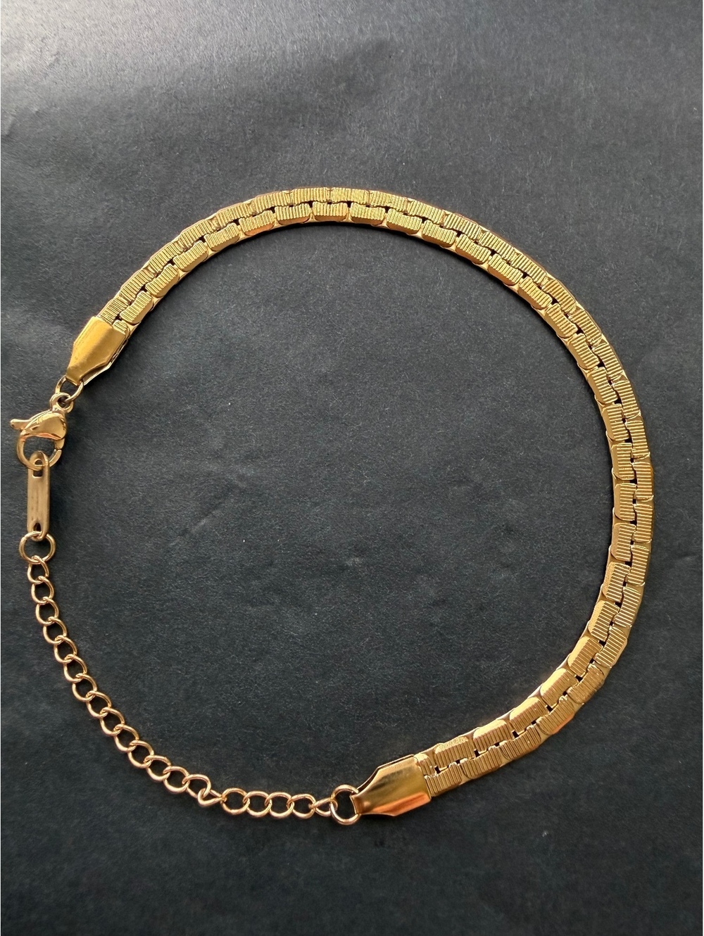Textured 18K Gold Plated Ribbed Link Bracelet